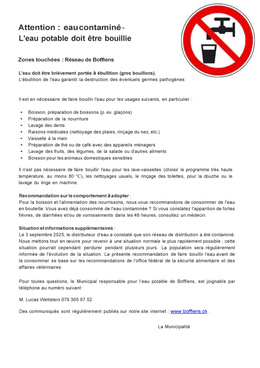 Avis_population_réseau_EPot Attention : eau contaminé - L'eau potable doit être bouillie